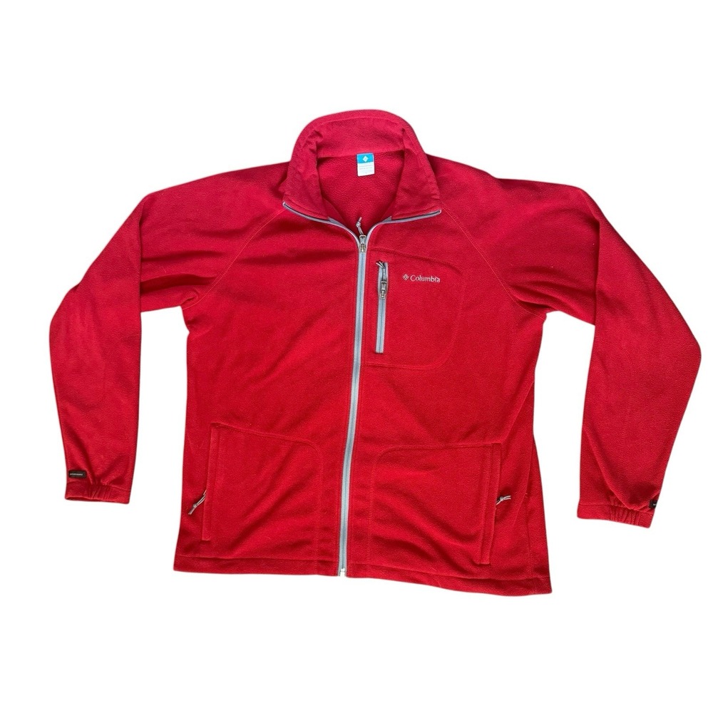 Columbia Interchange Red Full Zip Fleece Jacket Men's Large Unisex Warm Outdoor